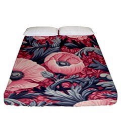 Vintage Floral Poppies Fitted Sheet (california King Size)