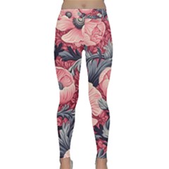 Vintage Floral Poppies Classic Yoga Leggings