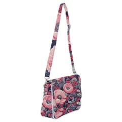 Vintage Floral Poppies Shoulder Bag With Back Zipper