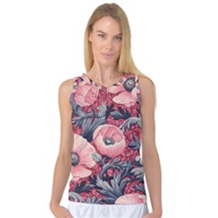 Vintage Floral Poppies Women s Basketball Tank Top