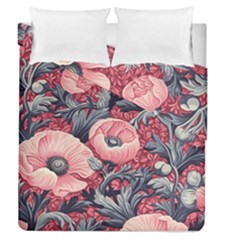 Vintage Floral Poppies Duvet Cover Double Side (queen Size)