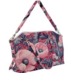 Vintage Floral Poppies Canvas Crossbody Bag