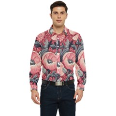 Vintage Floral Poppies Men s Long Sleeve  Shirt