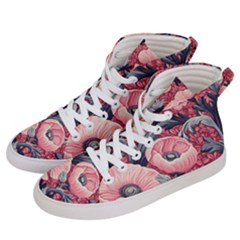 Vintage Floral Poppies Men s Hi-top Skate Sneakers