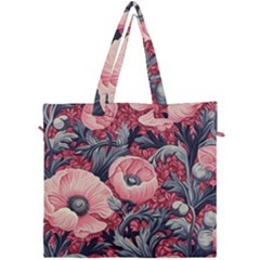 Vintage Floral Poppies Canvas Travel Bag
