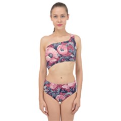 Vintage Floral Poppies Spliced Up Two Piece Swimsuit