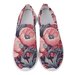 Vintage Floral Poppies Women s Slip On Sneakers