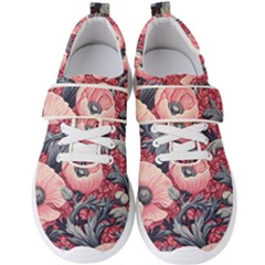 Vintage Floral Poppies Men s Velcro Strap Shoes