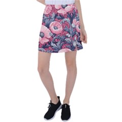 Vintage Floral Poppies Tennis Skirt