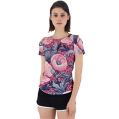 Vintage Floral Poppies Back Cut Out Sport T-shirt