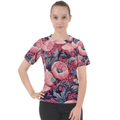 Vintage Floral Poppies Women s Sport Raglan T-shirt