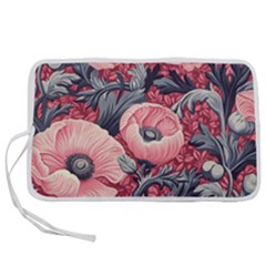 Vintage Floral Poppies Pen Storage Case (l)