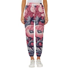 Vintage Floral Poppies Women s Cropped Drawstring Pants