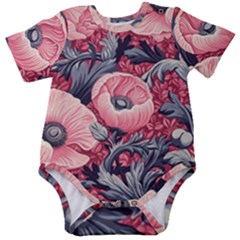 Vintage Floral Poppies Baby Short Sleeve Bodysuit