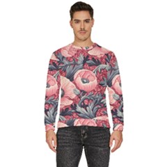 Vintage Floral Poppies Men s Fleece Sweatshirt