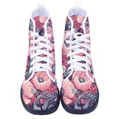 Vintage Floral Poppies Men s High-top Canvas Sneakers