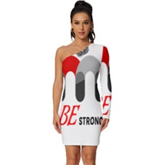 Be Strong  Long Sleeve One Shoulder Mini Dress