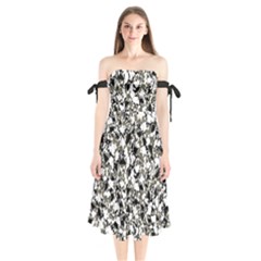 Barkfusion Camouflage Shoulder Tie Bardot Midi Dress