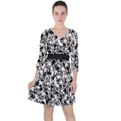 Barkfusion Camouflage Quarter Sleeve Ruffle Waist Dress