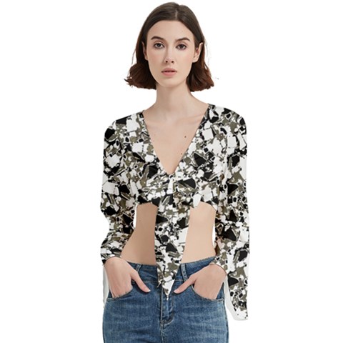 Barkfusion Camouflage Trumpet Sleeve Cropped Top by dflcprintsclothing