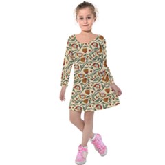 Floral Design Kids  Long Sleeve Velvet Dress