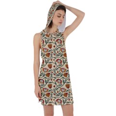 Floral Design Racer Back Hoodie Dress