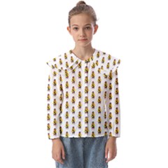 Teddy Pattern Kids  Peter Pan Collar Blouse