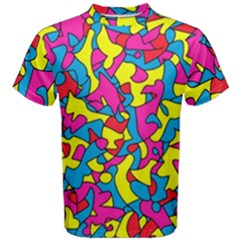 Colorful-graffiti-pattern-blue-background Men s Cotton T-shirt