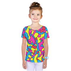 Colorful-graffiti-pattern-blue-background Kids  One Piece T-shirt
