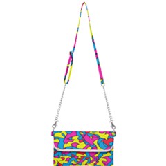 Colorful-graffiti-pattern-blue-background Mini Crossbody Handbag