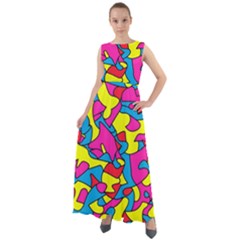 Colorful-graffiti-pattern-blue-background Chiffon Mesh Boho Maxi Dress