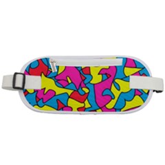 Colorful-graffiti-pattern-blue-background Rounded Waist Pouch