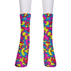 Colorful-graffiti-pattern-blue-background Crew Socks