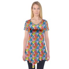 Abstract Pattern Short Sleeve Tunic 