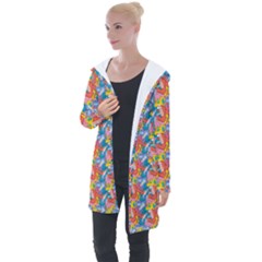 Abstract Pattern Longline Hooded Cardigan