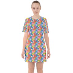 Abstract Pattern Sixties Short Sleeve Mini Dress