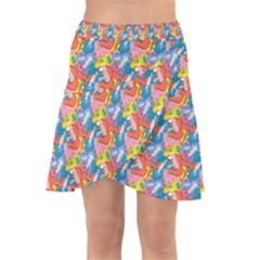 Abstract Pattern Wrap Front Skirt