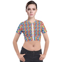 Abstract Pattern Short Sleeve Cropped Jacket