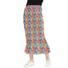 Abstract Pattern Maxi Fishtail Chiffon Skirt