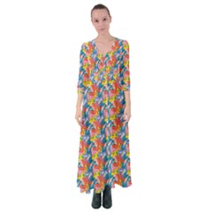 Abstract Pattern Button Up Maxi Dress