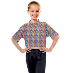 Abstract Pattern Kids Mock Neck T-Shirt