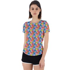 Abstract Pattern Back Cut Out Sport T-Shirt