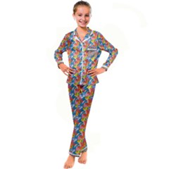 Abstract Pattern Kids  Satin Long Sleeve Pajamas Set