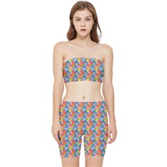 Abstract Pattern Stretch Shorts and Tube Top Set