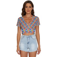 Abstract Pattern V-Neck Crop Top