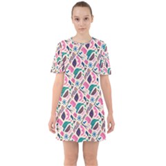 Multi Colour Pattern Sixties Short Sleeve Mini Dress