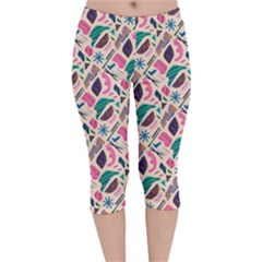 Multi Colour Pattern Velvet Capri Leggings 