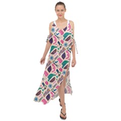 Multi Colour Pattern Maxi Chiffon Cover Up Dress