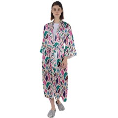 Multi Colour Pattern Maxi Satin Kimono