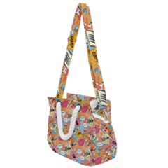 Pop Culture Abstract Pattern Rope Handles Shoulder Strap Bag